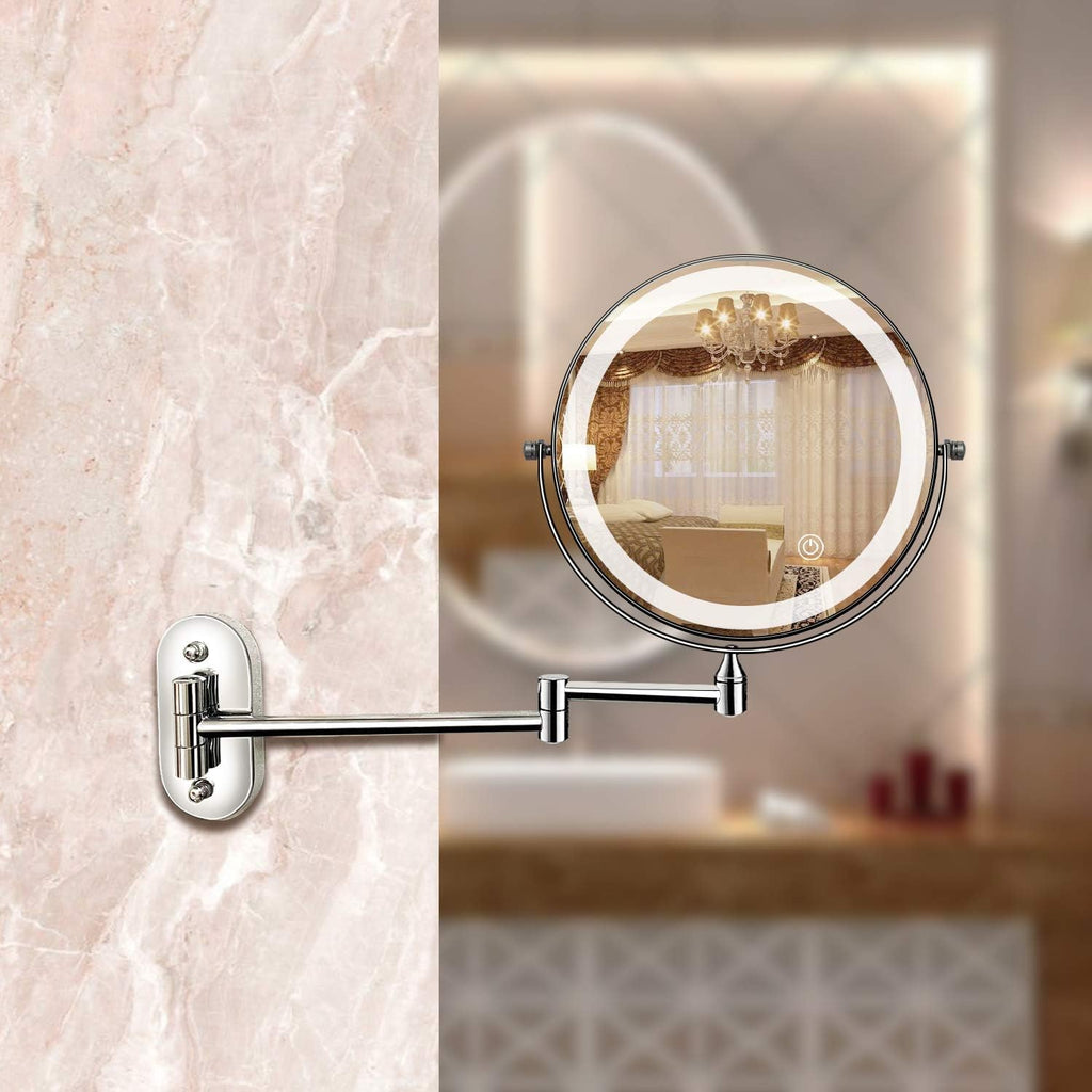 LED Magnifying Mirror – Rechargeable with 3 Light Modes & Wall Mounting