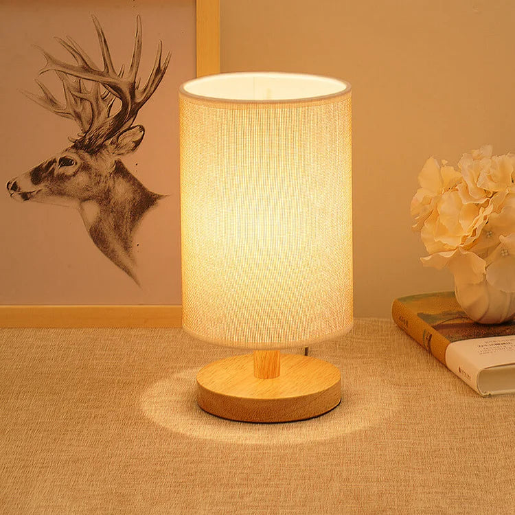 Organic Wood & Linen Lamp with Remote Control