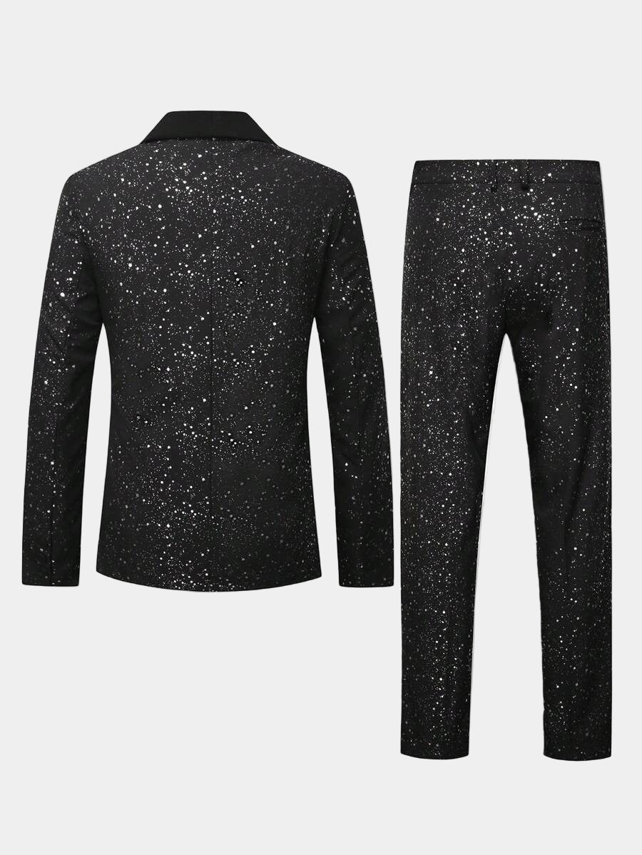 Men's Black Glitter Suit - Blazer and Trousers Set