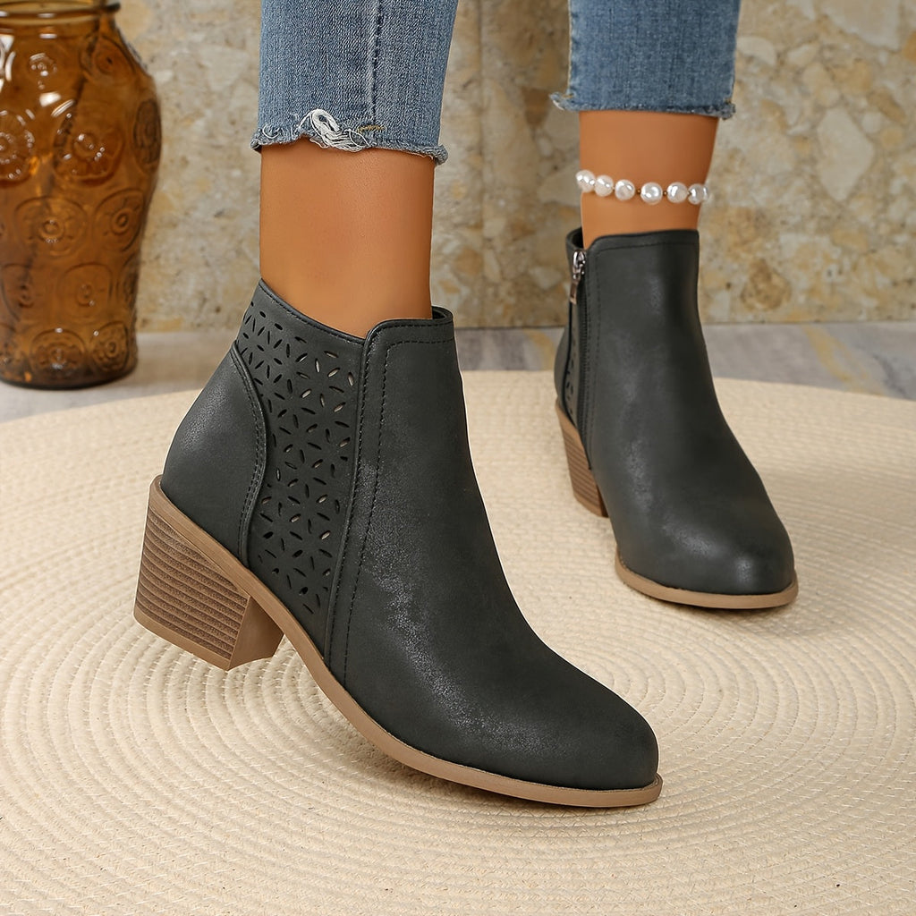 Women's Orthopaedic Boots with Wide Heel and Non-Slip Sole