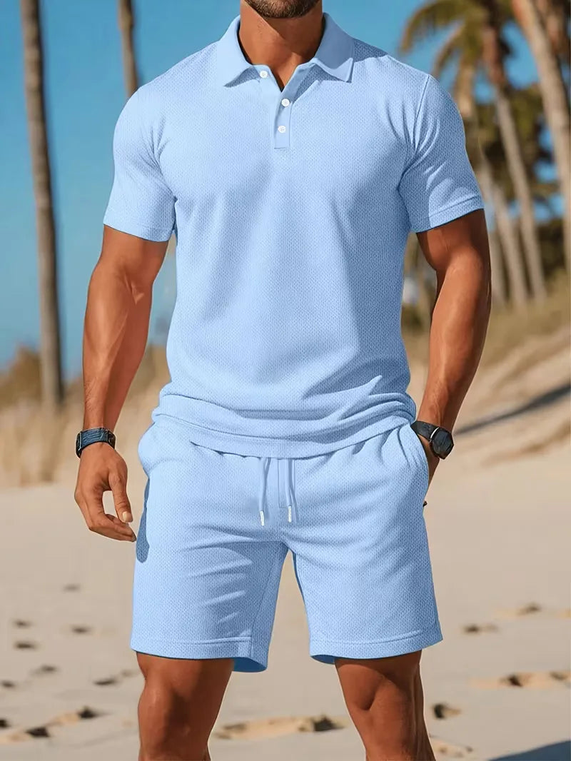 Men's Summer Polo Shirt and Shorts Set – Lightweight Two-Piece