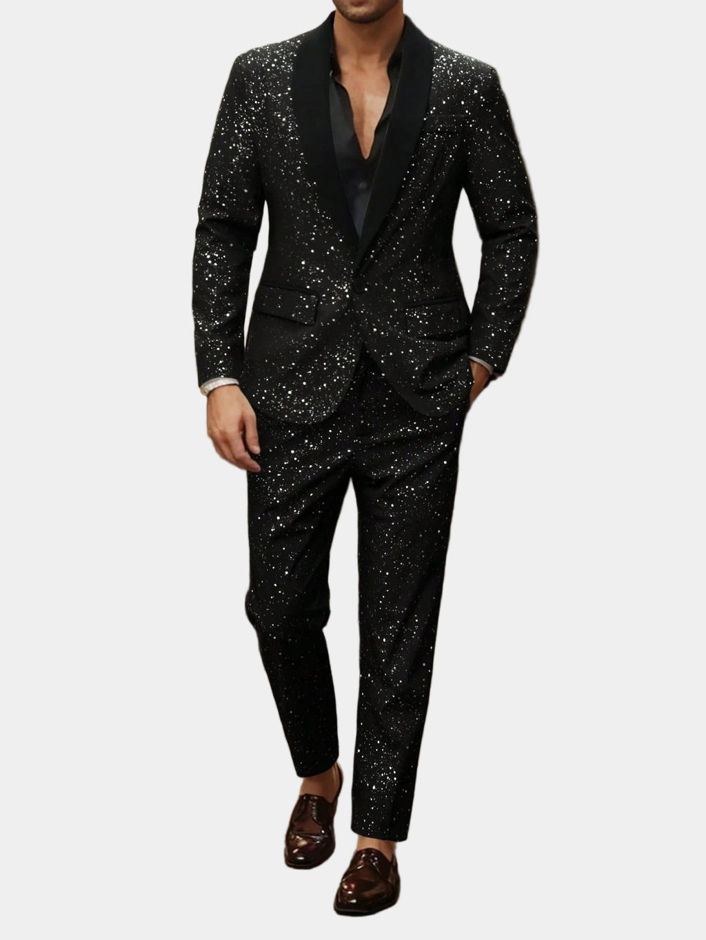 Men's Black Glitter Suit - Blazer and Trousers Set