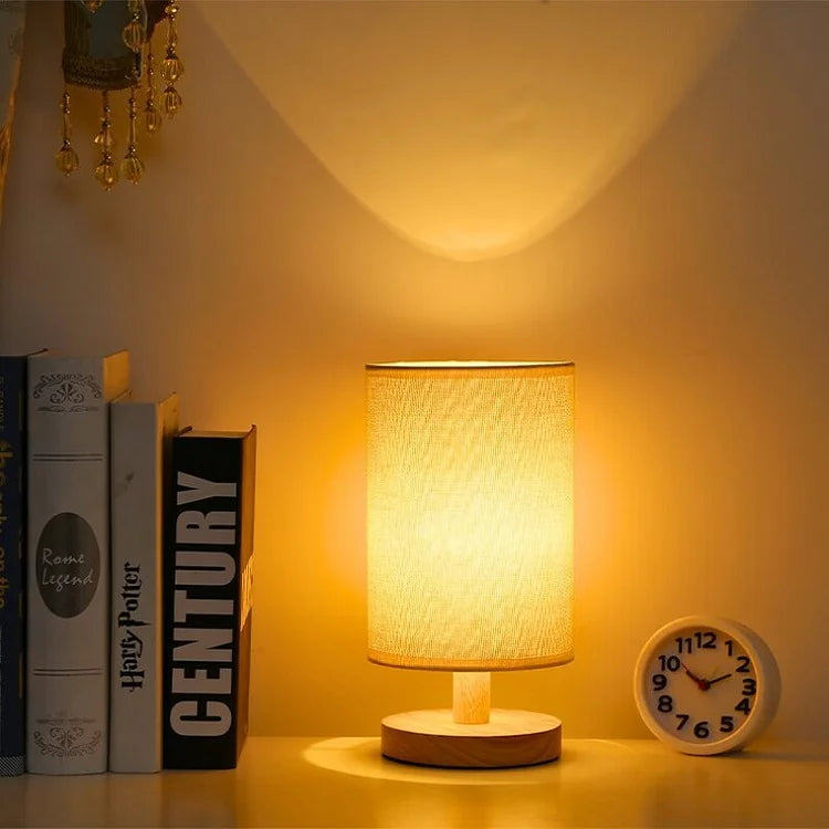 Organic Wood & Linen Lamp with Remote Control