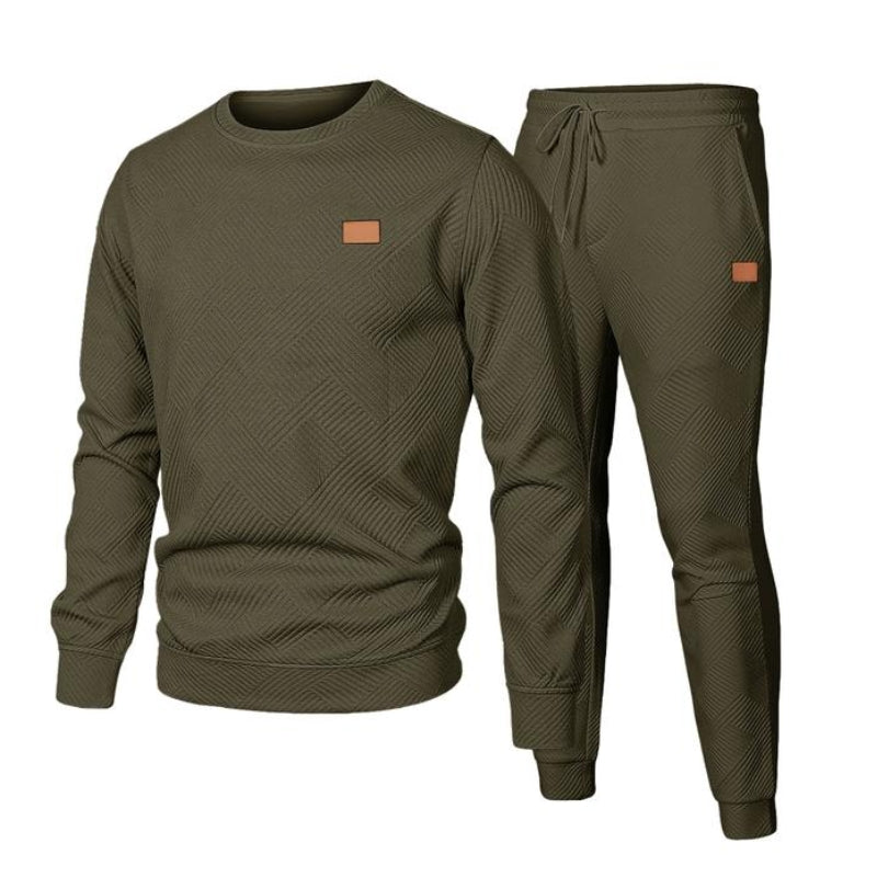 Men's 2 Piece Sweatsuit Set - Textured Jacquard Tracksuit