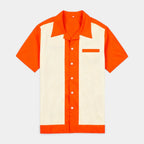 Men's Short Sleeve Shirt with Camp Collar - Button-Up Fitted Style