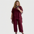 Women's Draped Top & Palazzo Trouser Suit