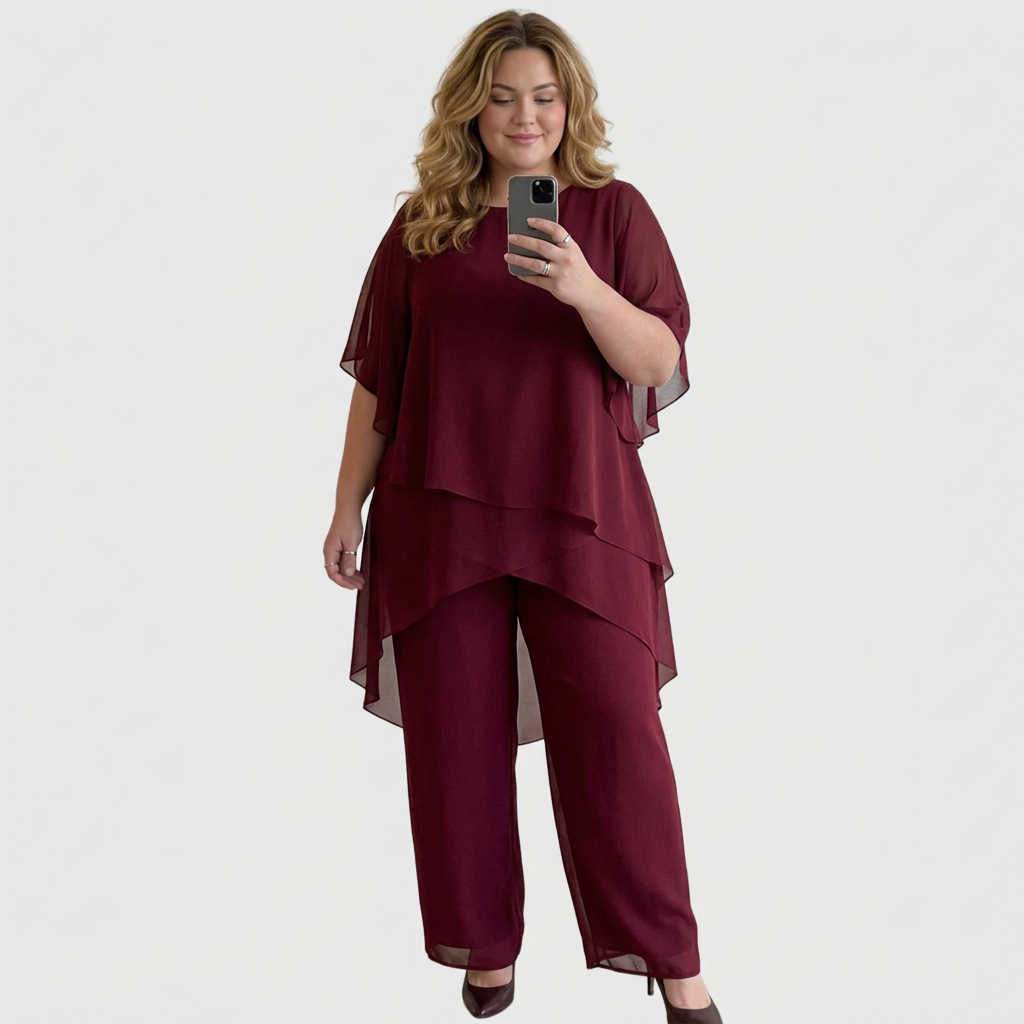 Women's Draped Top & Palazzo Trouser Suit
