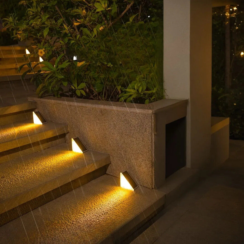 Solar Powered Outdoor Stair Lights with Dusk Sensor, Waterproof LED
