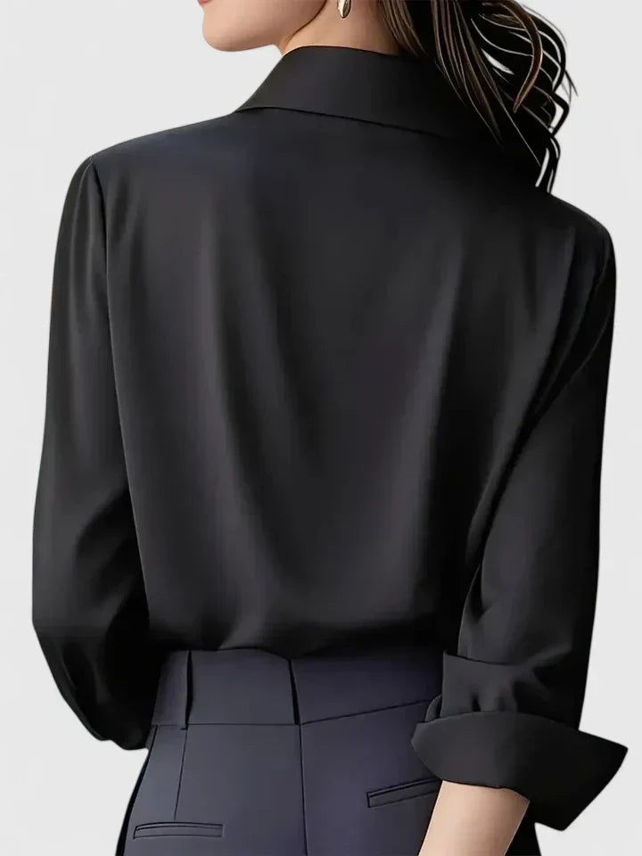 Women's Blouse with Hidden Button Placket for the Office