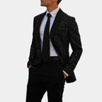Men's Glitter Sequin Blazer with Satin Shawl Collar