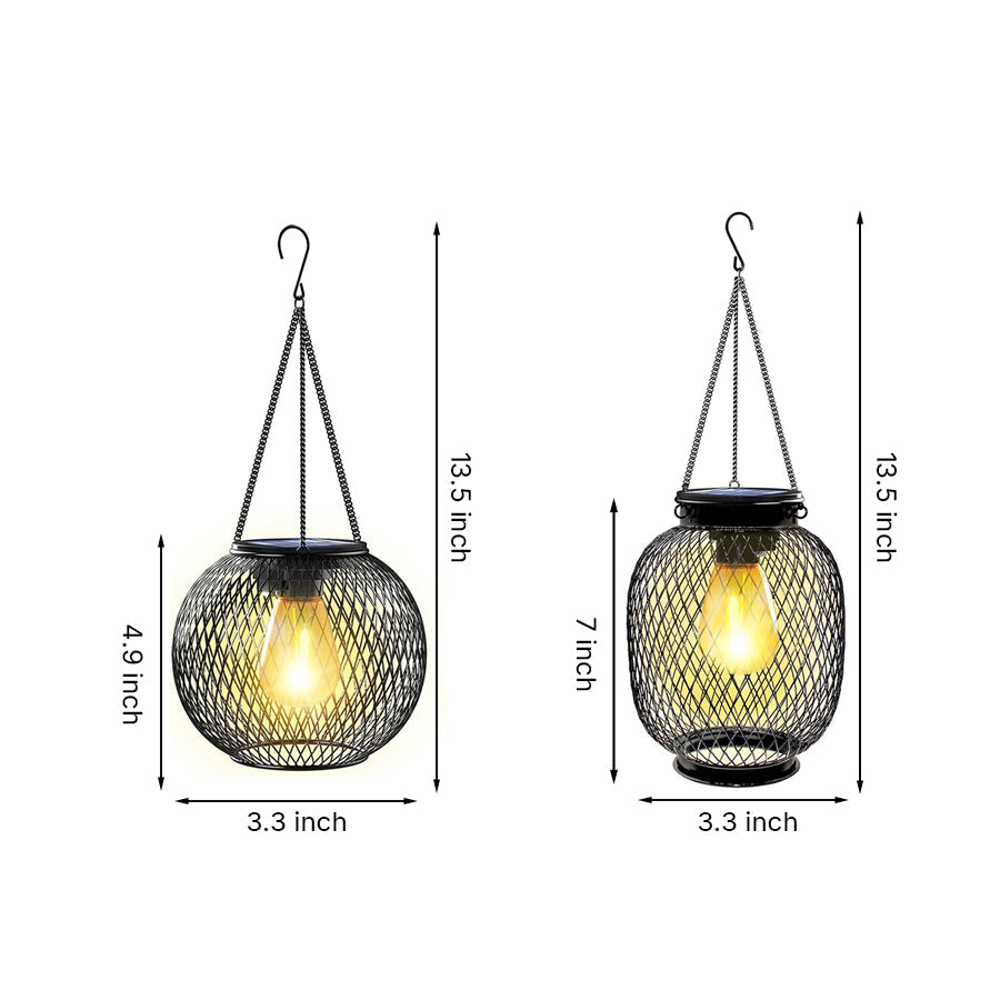 Solar Lantern Outdoor Light – Round or Oval with Warm White LED Light
