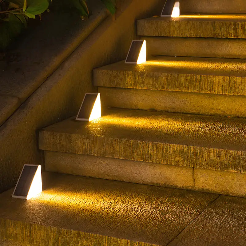 Solar Powered Outdoor Stair Lights with Dusk Sensor, Waterproof LED