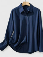 Women's Blouse with Hidden Button Placket for the Office