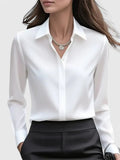 Women's Blouse with Hidden Button Placket for the Office