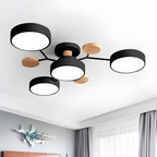 Round Iron Semi-Flush Ceiling Light - LED Chandelier Fixture