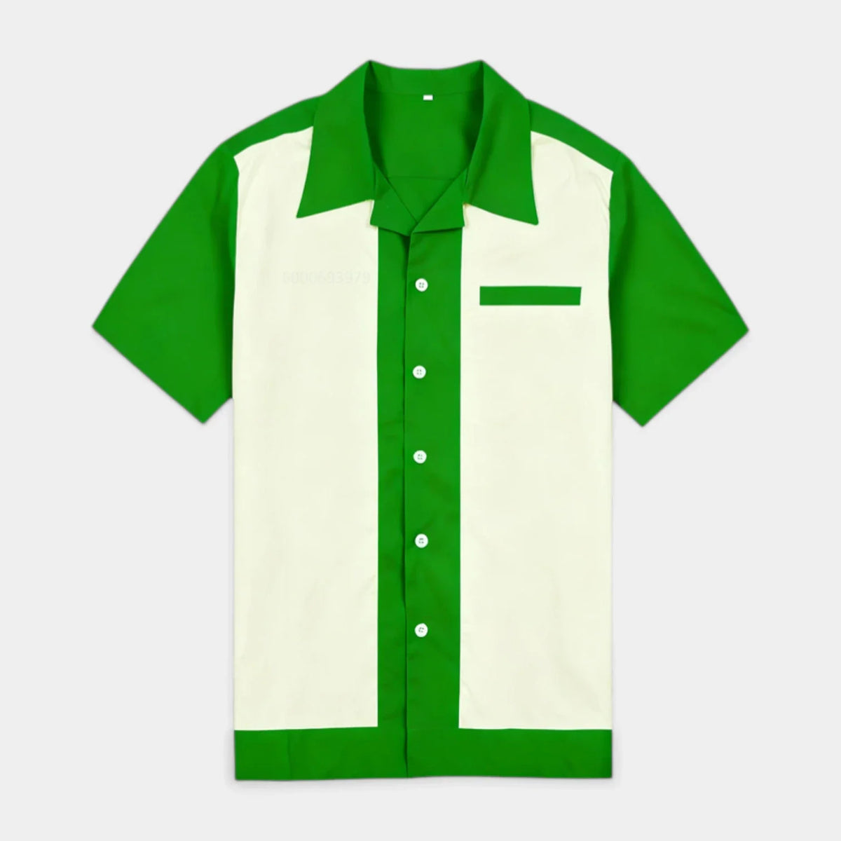 Men's Short Sleeve Shirt with Camp Collar - Button-Up Fitted Style