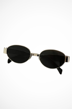 Women's Oval Metal Frame Sunglasses - Dark Tinted Lenses