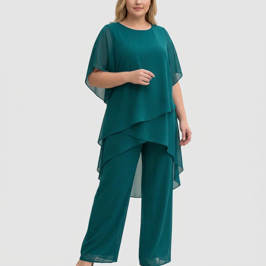 Women's Draped Top & Palazzo Trouser Suit