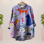 Women's Printed T-Shirt with Animal and Floral Prints