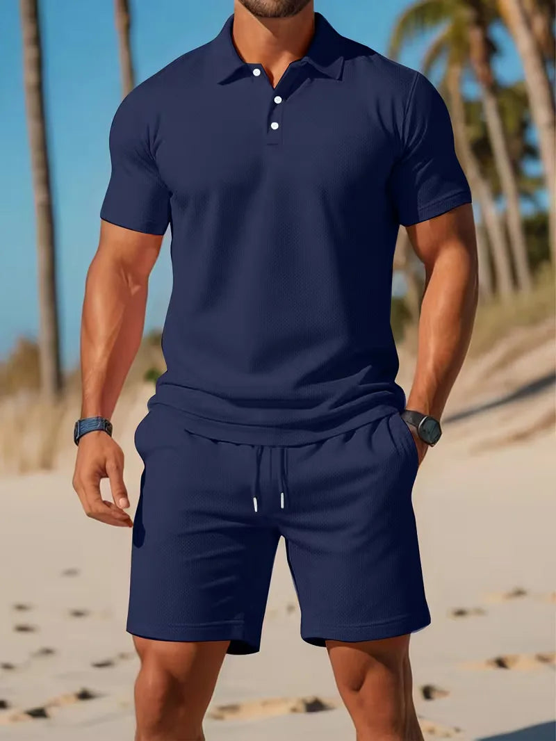 Men's Summer Polo Shirt and Shorts Set – Lightweight Two-Piece