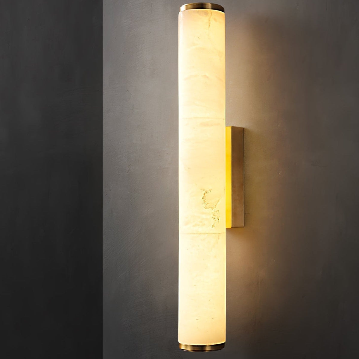 Wall Light for Living Room, Vertical Cylindrical Marble-Effect Design