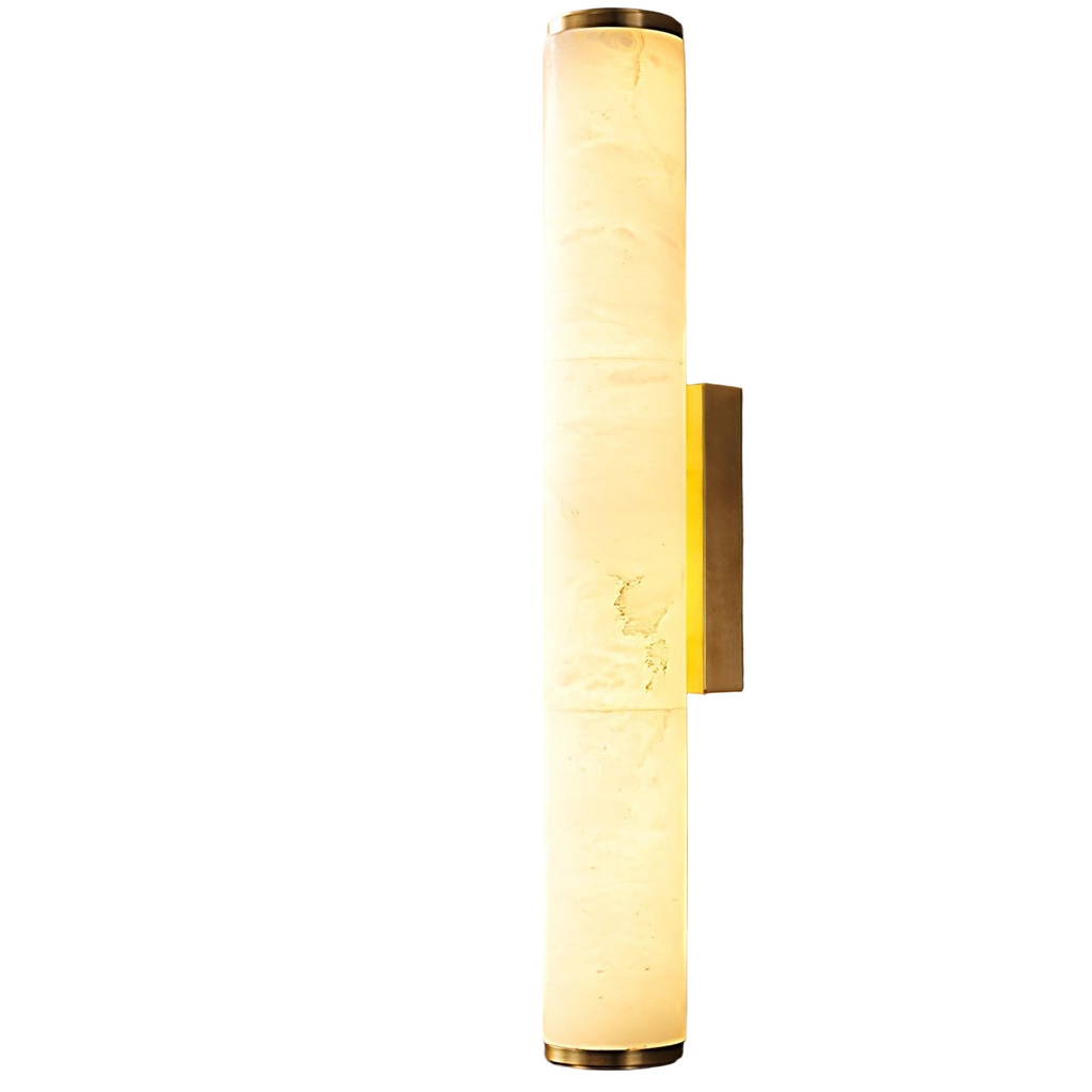 Wall Light for Living Room, Vertical Cylindrical Marble-Effect Design