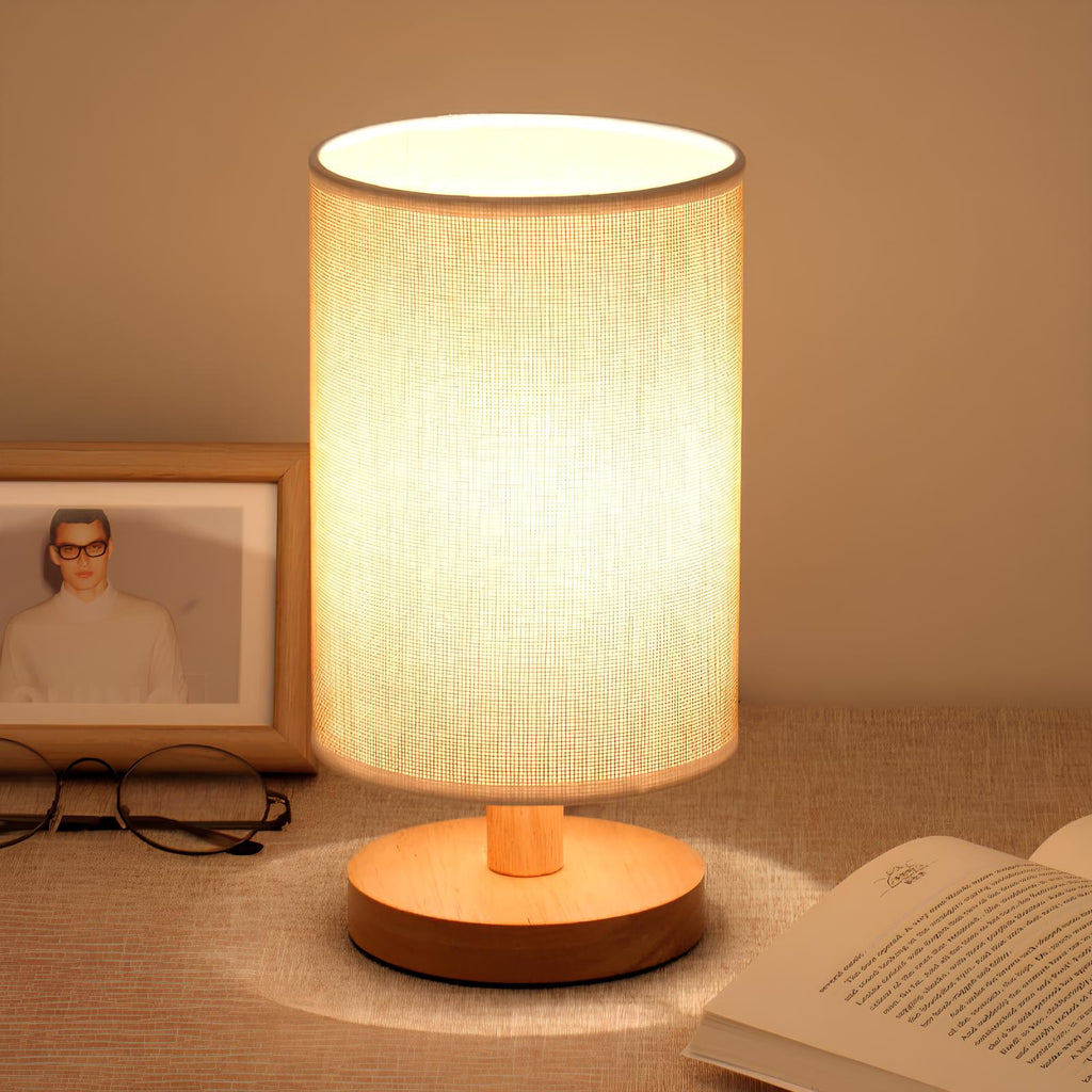 Organic Wood & Linen Lamp with Remote Control