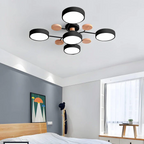 Round Iron Semi-Flush Ceiling Light - LED Chandelier Fixture