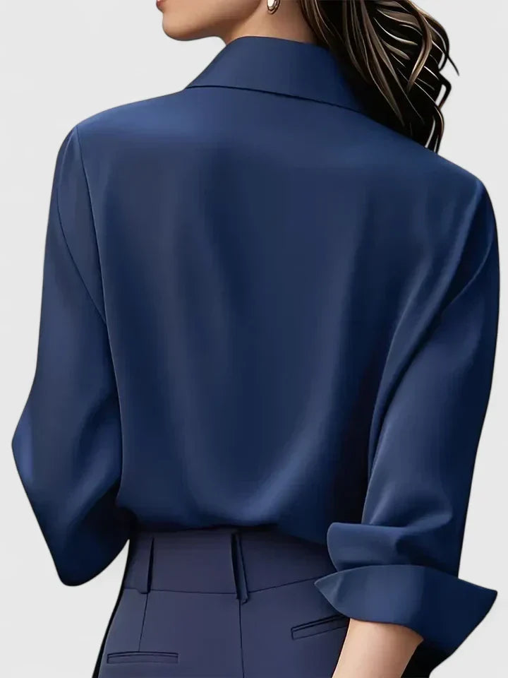 Women's Blouse with Hidden Button Placket for the Office