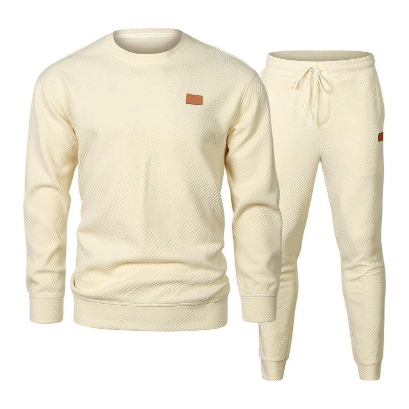 Men's 2 Piece Sweatsuit Set - Textured Jacquard Tracksuit