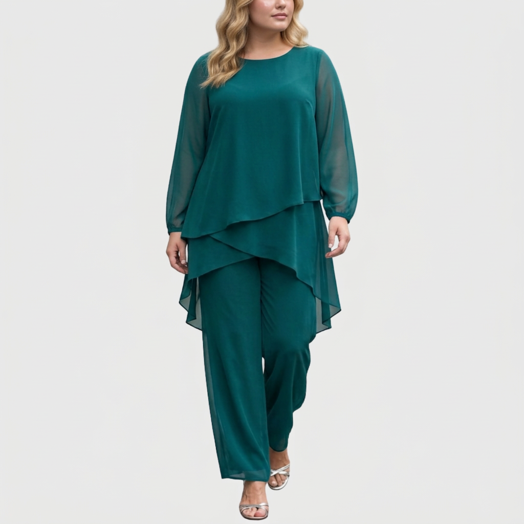 Women's Draped Top & Palazzo Trouser Suit
