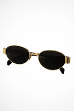 Women's Oval Metal Frame Sunglasses - Dark Tinted Lenses