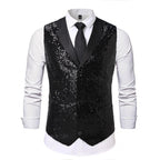 Mens Glitter Waistcoat with Satin Collar