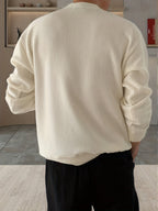 Men's Ribbed Crew-Neck Sweater - Loose Fit Knit Pullover