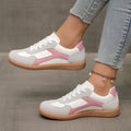 Women's Leather Sneakers - Classic Low-Top Shoes with Gum Sole