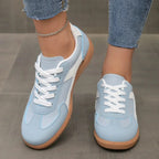 Women's Leather Sneakers - Classic Low-Top Shoes with Gum Sole