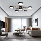 Round Iron Semi-Flush Ceiling Light - LED Chandelier Fixture