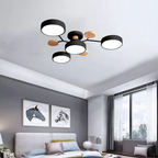 Round Iron Semi-Flush Ceiling Light - LED Chandelier Fixture