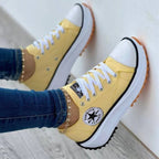 Women's Chunky Canvas Trainers with Contrast Side Stripe