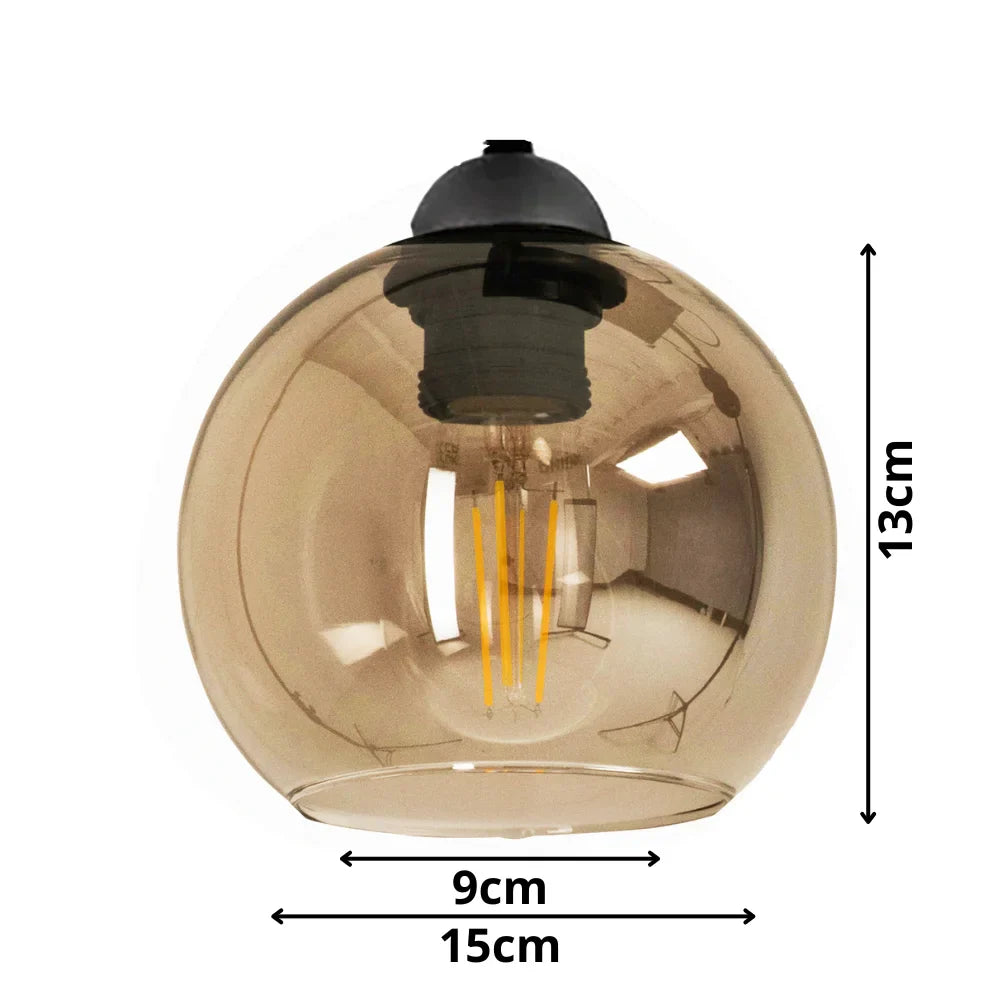Industrial 4-Light Amber Pendant Lamp for Dining Room, Living Room or Office