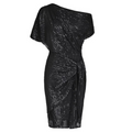 Women's Sequin Cocktail Dress, Off-Shoulder Knee-Length