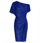 Women's Sequin Cocktail Dress, Off-Shoulder Knee-Length
