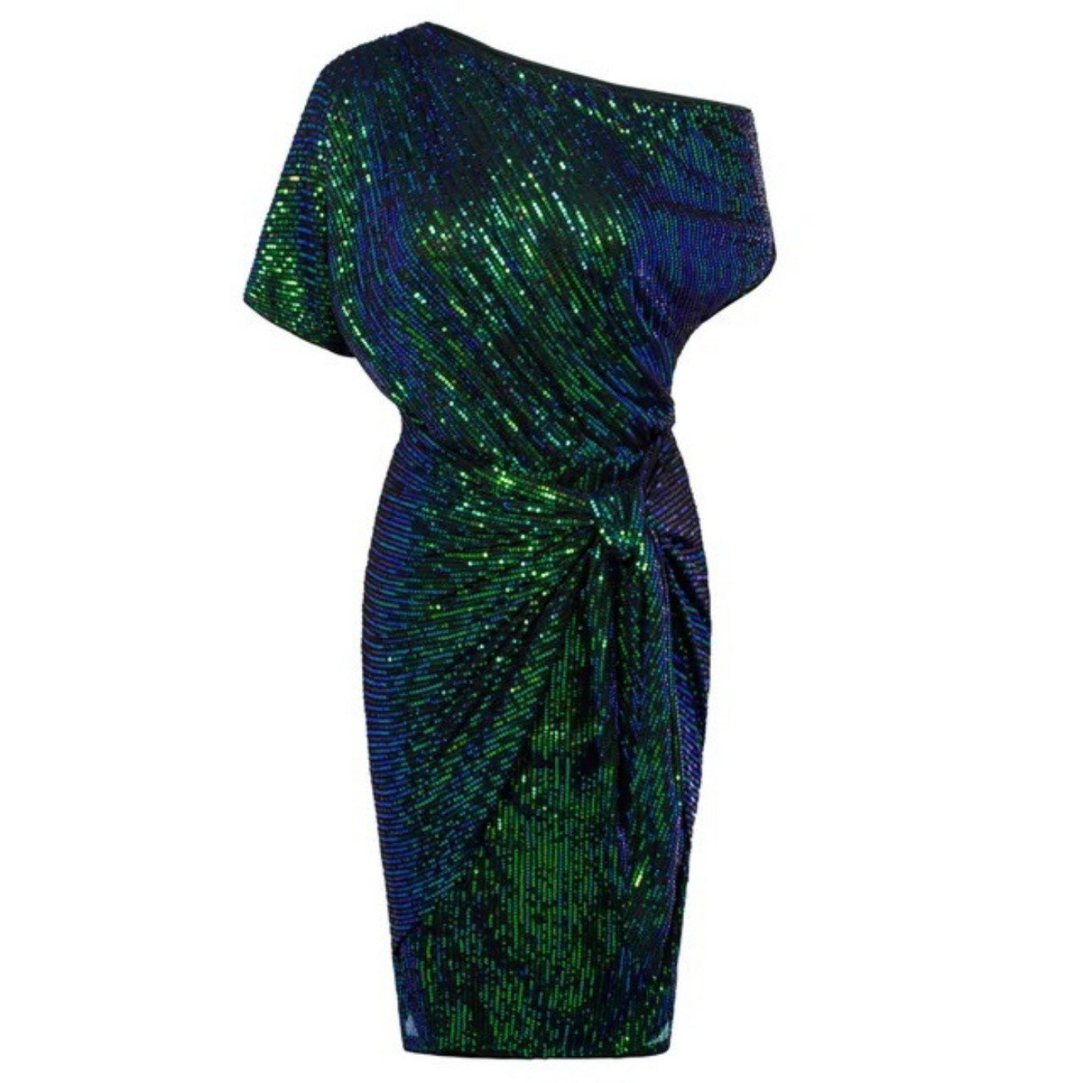 Women's Sequin Cocktail Dress, Off-Shoulder Knee-Length
