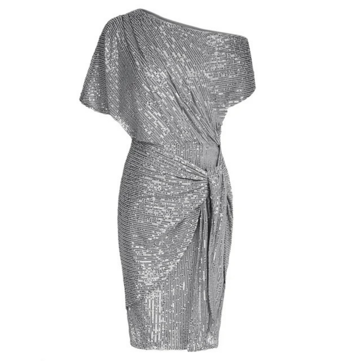 Women's Sequin Cocktail Dress, Off-Shoulder Knee-Length