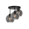Industrial 3-Light Smoke Glass Globe Ceiling Lamp in Black for Living Room