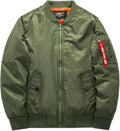 Men's Quilted Bomber Jacket with Zip Closure and Pockets