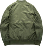 Men's Quilted Bomber Jacket with Zip Closure and Pockets