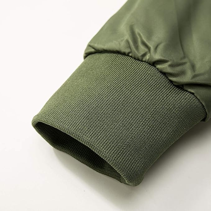 Men's Quilted Bomber Jacket with Zip Closure and Pockets