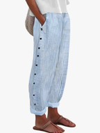 Women's Wide Leg Trousers with Vertical Pinstripe Detail