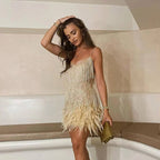 Women's Feather Mini Dress – Party Cocktail Dress